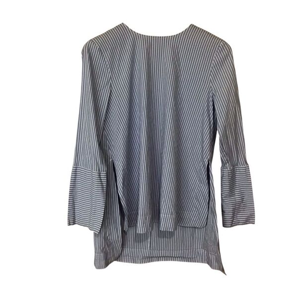 Zara Woman Blue White Striped High Low Tunic Blouse M - Picture 1 of 15